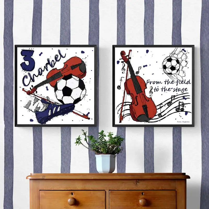 Personalized Poster - Football Player and Violin Musician Print